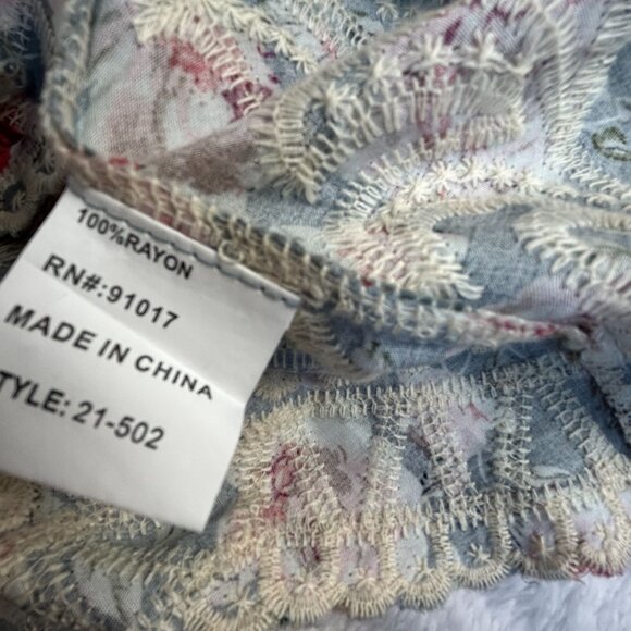 Solitaire Floral Embroidered Scallop Hem Tunic Blouse Women's Large Cottagecore - Picture 5 of 9